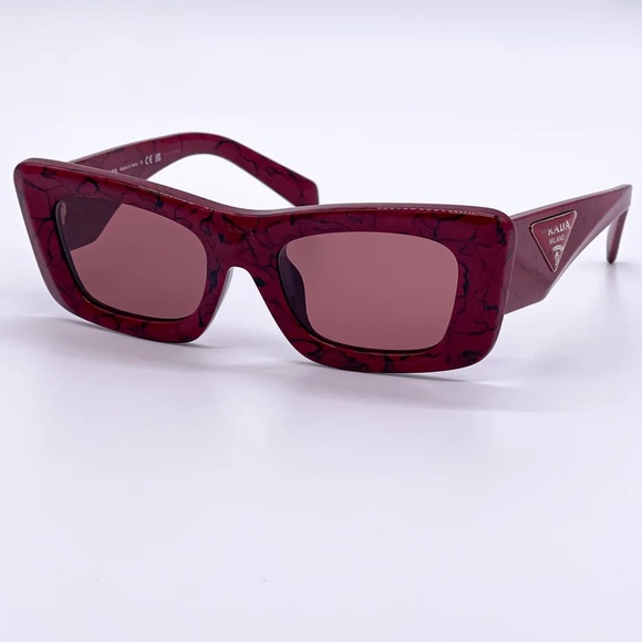 🍒RARE PRADA RED MARBLE ETRUSCAN MARBLE - brand new cat eye authentic Prada - Picture 13 of 15